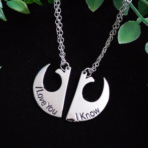 Set of two Star wars i love you i know necklaces gift