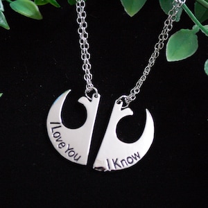 Set of two Star wars i love you i know necklaces gift