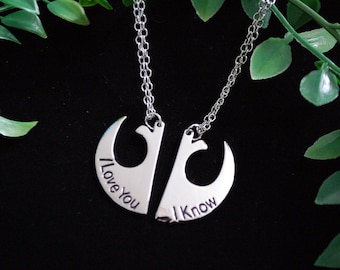 Conjunto de dos collares de regalo de Star Wars Te amo, lo sé