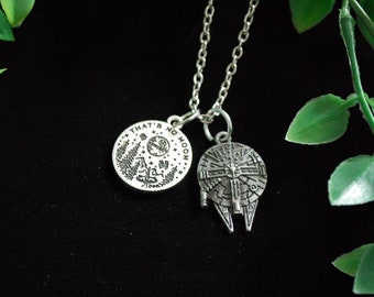 Star Wars 'That's no moon' Death Star necklace millennium falcon gift