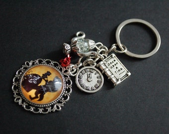 Beauty and the beast keyring rose teapot book clock gift