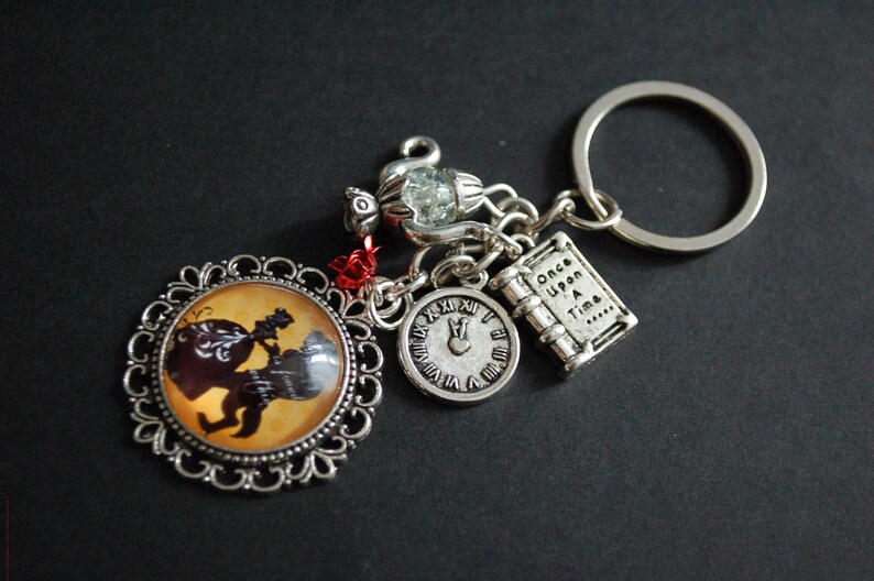 Beauty and the beast keyring rose teapot book clock gift image 1