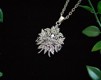 Green Man pagan god Pan necklace Greenman gift