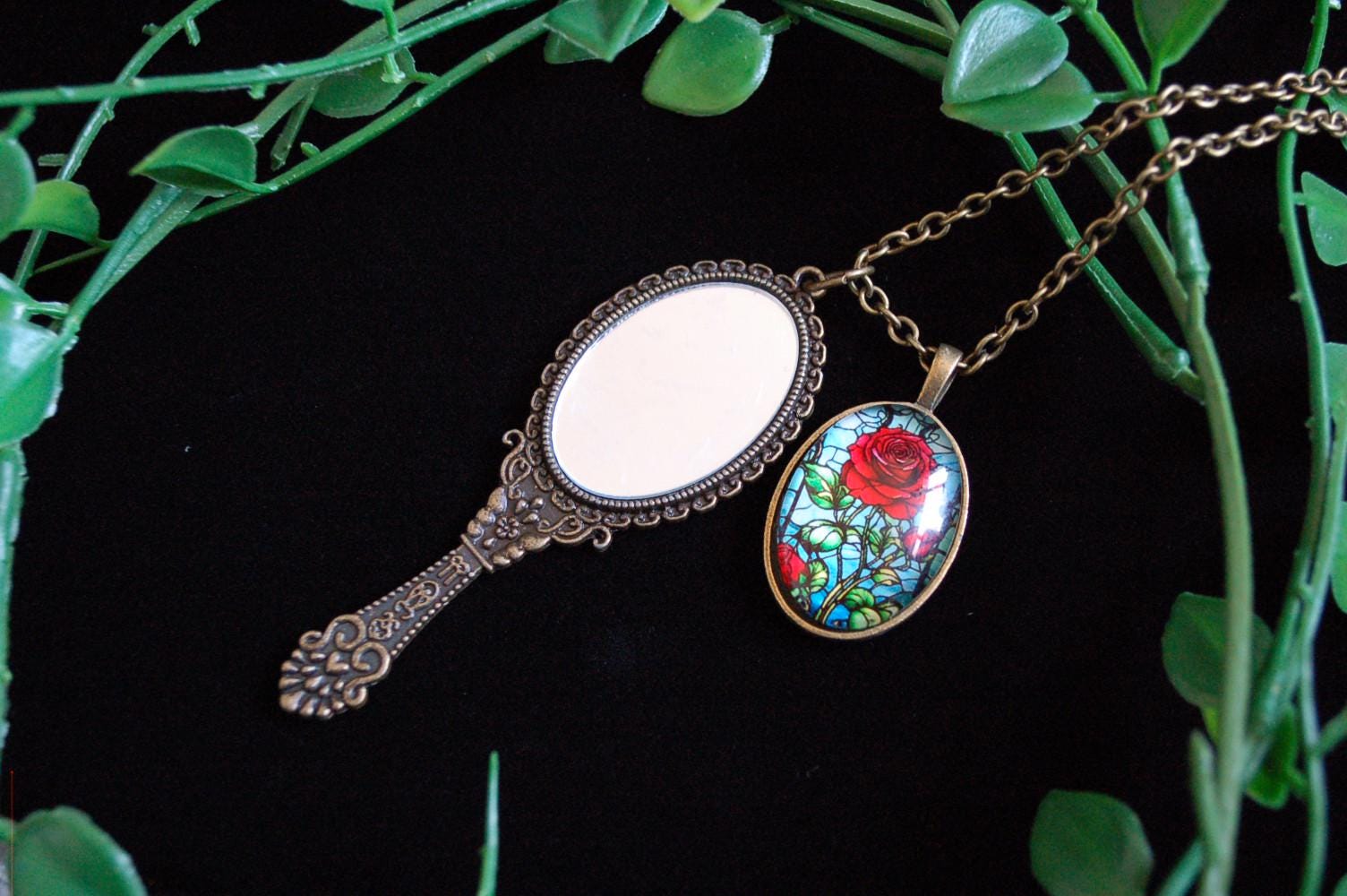 Vintage hand mirror pendant - Etsy 日本