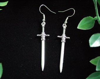 Large medieval knight sword earrings gift