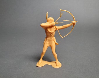 Vintage 1960's Louis Marx Plastic Indian Action Figure, Large Native American Toy, Indian Toy, Bow & Arrow, Marx Indian Action Figure, Bow