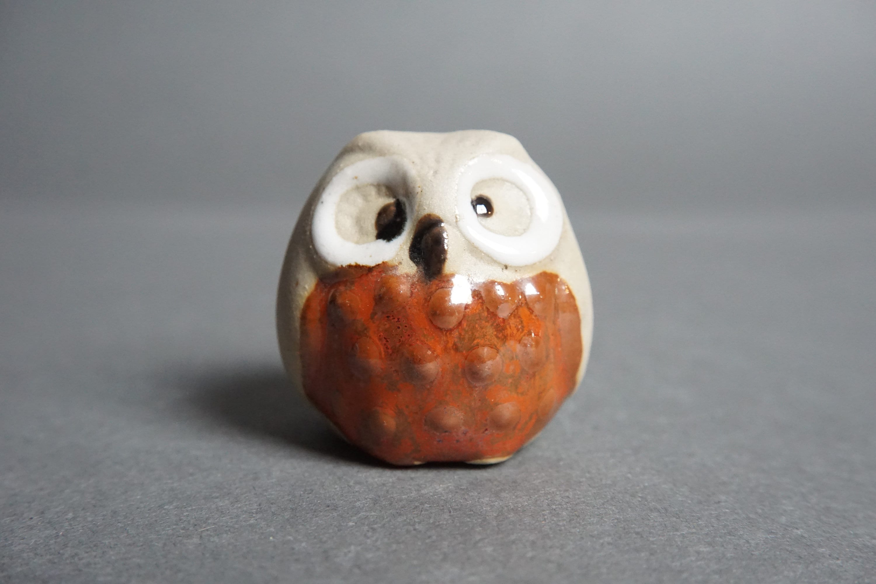Vintage Miniature Ceramic Owl, Cute Collectible Ceramic, Pottery Owl Figurine, Hollow Stoneware Owl 