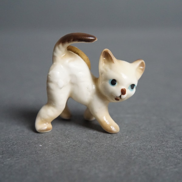 Vintage Miniature Siamese Kitten, Cat Figurine, Ceramic, Bone China Siamese Kitten, Tiny Siamese Cat Figurine, Baby Animals, Bone China Cat