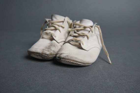 Vintage White Leather Baby Shoes, Toddler Shoes, The … - Gem