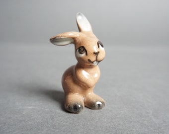 Vintage 1950's Hagen Renaker Miniature Bunny Figurine, Ears Apart, Brown Miniature Ceramic Rabbit, Ceramic Miniature Figurine, Hagen Renaker