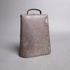 Antique Forged Cowbell, Metal Riveted Bell, Vintage Cowbell, Large Metal Farm Bell, Rustic Farm Decor, Farmhouse, Country Decor, Cowbell