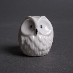 Vintage Miniature Ceramic Owl, Cute Collectible Ceramic, Pottery Owl Figurine, Hollow Stoneware Owl Figurine, Ceramic Bird Figurine, 1970&#39;s