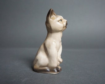 Vintage Miniature Wise Siamese Cat Salt/Pepper Shaker, Red Ribbon, Ceramic Figurine Perfect Condition, Vintage Kitchen, Cat Figurine, Japan