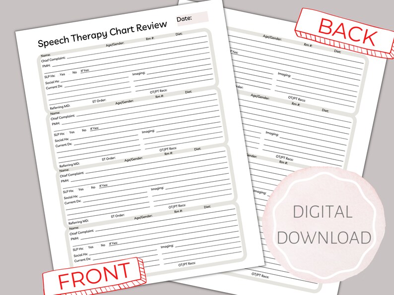 Speech Therapy Chart Review Medical Speech Therapy Speech Etsy