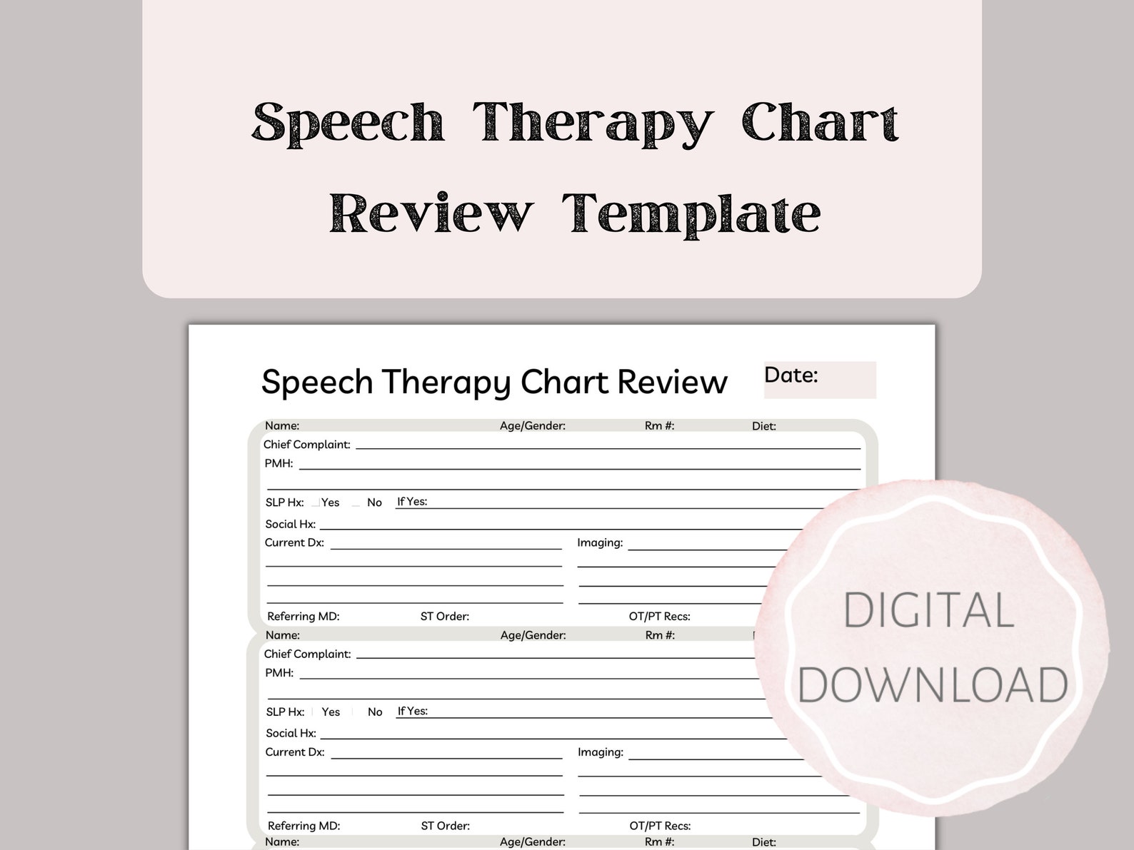 Speech Therapy Chart Review Medical Speech Therapy Speech Etsy Australia