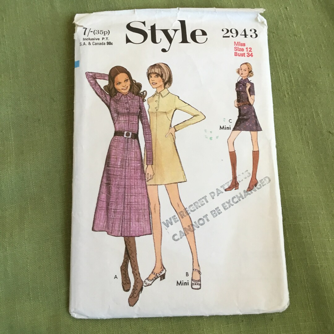 Vintage Midi Dress Sewing Pattern. Style 2943. Modern UK Size 10. Long ...