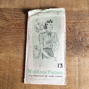 Vintage 1940’s Weldons blouse pattern 154562. To fit 36” bust. Checked and complete. Original paper pattern, not a pdf or copy.