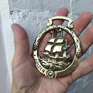 Vintage Golden Hind Horse Brass: British History Collector&#39;s Piece