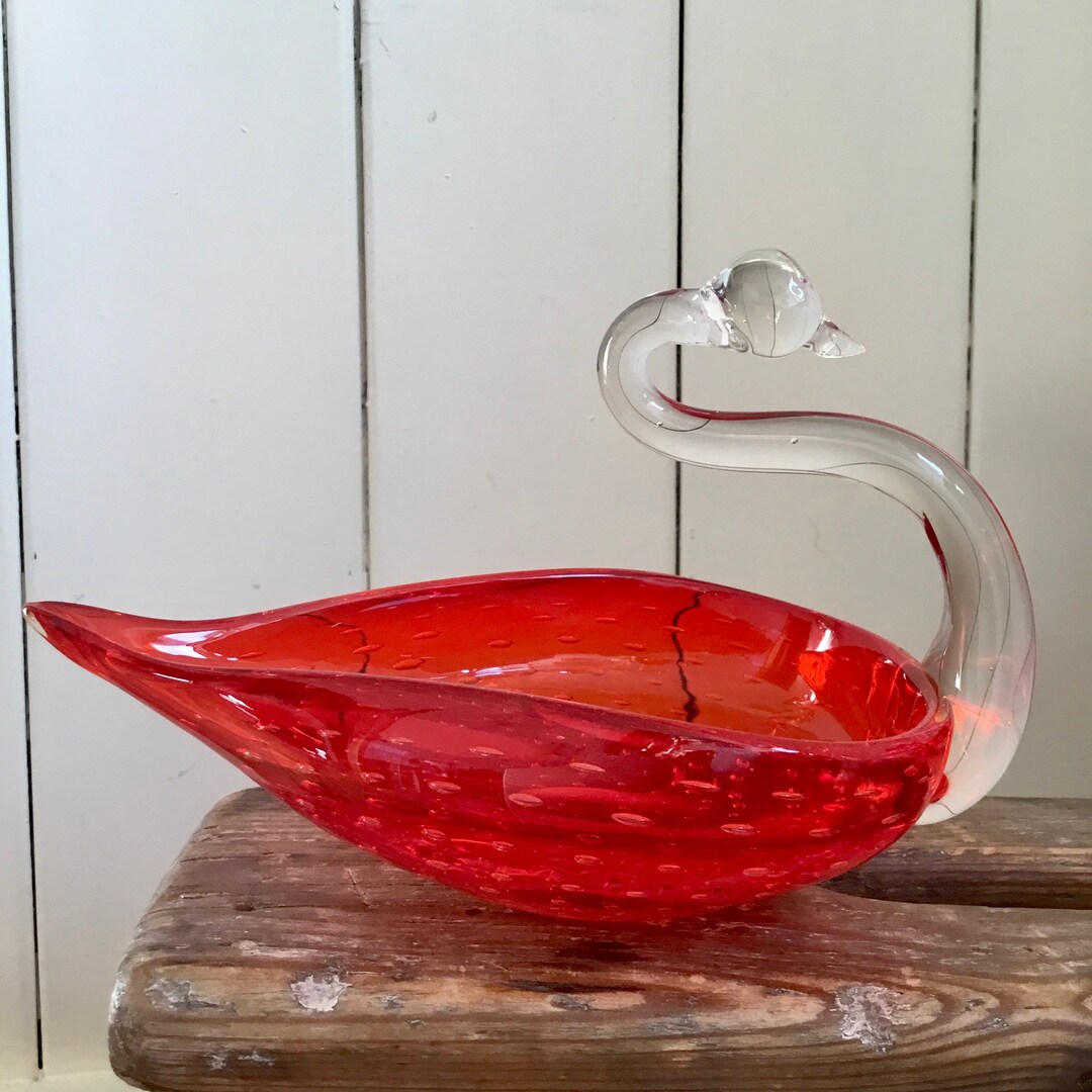 Vintage Glass Swan Candy Dish. Hand Blown Quality Murano Etsy