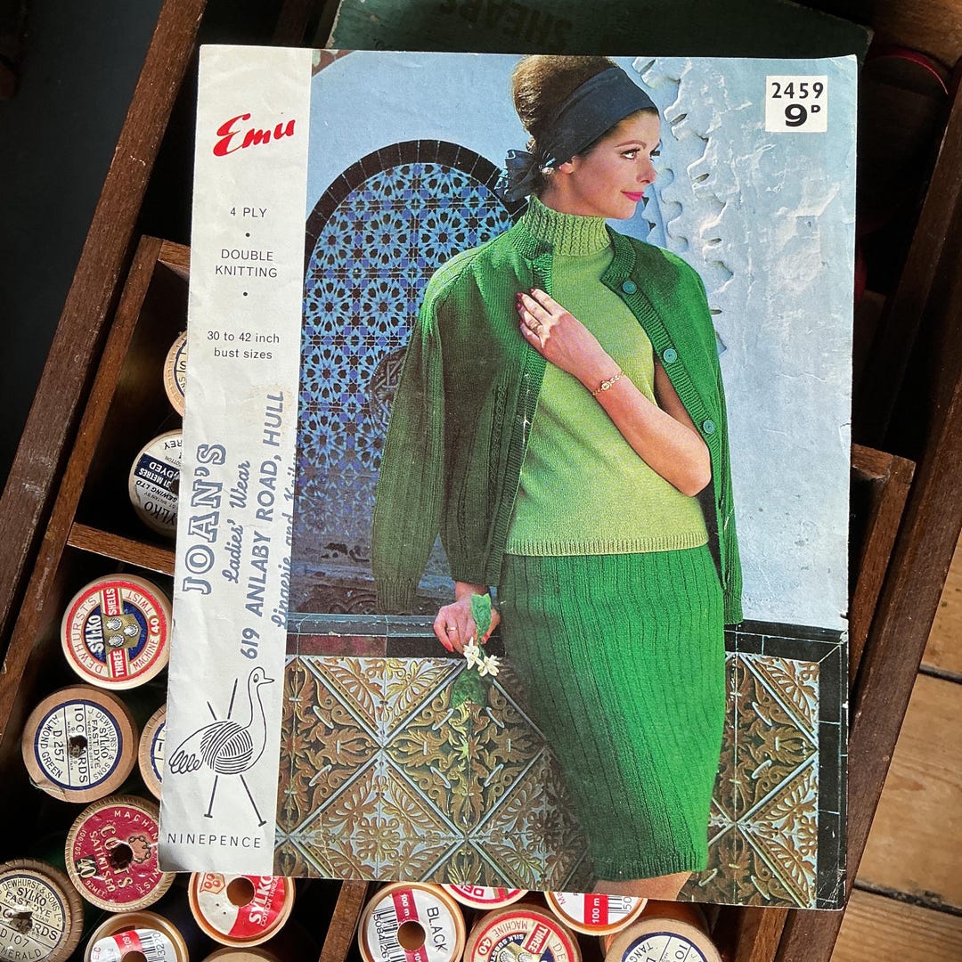 Vintage Knitting Pattern, Skirt Cardigan Suit. 30”- 42” Bust 1960’s ...