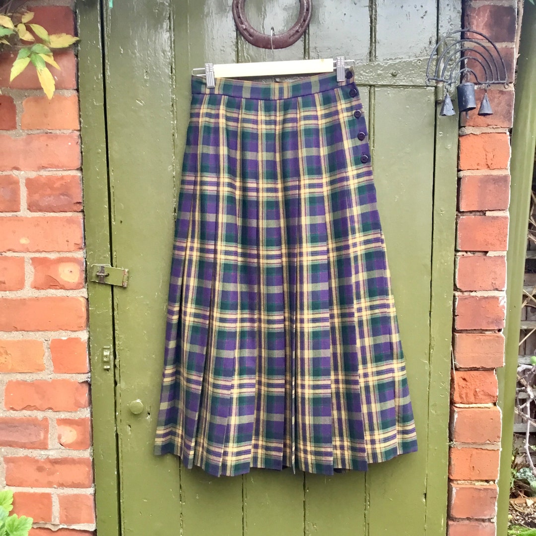 Vintage Viyella Pleated Plaid Maxi Skirt. as New in Lovely Etsy