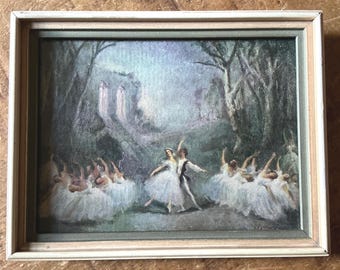 Vintage ballet picture, Carlotta Edwards Les Sulphides, small framed print. 1950’s kitsch.