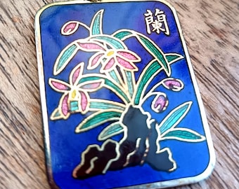 ヴィンテージ銅七宝焼きフラワーペンダント。穴なし。（1個あたりの
