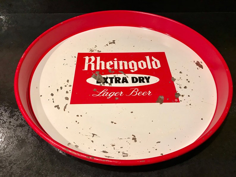 Vintage RHEINGOLD Extra Dry Liebmann Breweries 12 Metal Serving Tray image 1