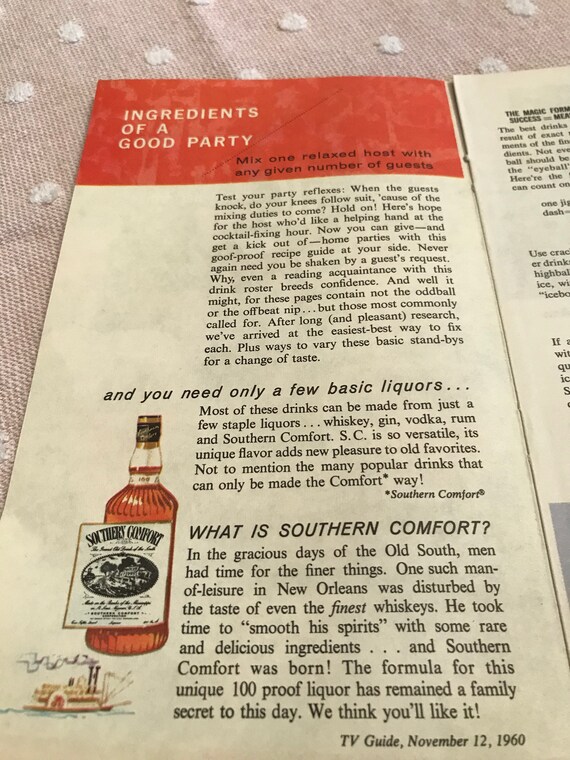 Vintage Southern Comfort 1960 Brochure How To Make The Etsy