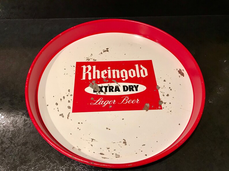 Vintage RHEINGOLD Extra Dry Liebmann Breweries 12 Metal Serving Tray image 2