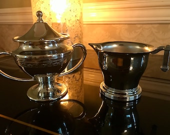 MID-CENTURY CHROME Metalware Sugar and Creamer