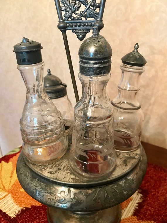 Rare Antique VICTORIAN AESTHETIC CRUET Set of 5 Original Etsy