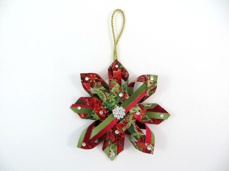 Snowflake Christmas Ornament Rhinestone Christmas Ornament Handmade Christmas Ornament Fabric Christmas Ornament Secret Santa Gift