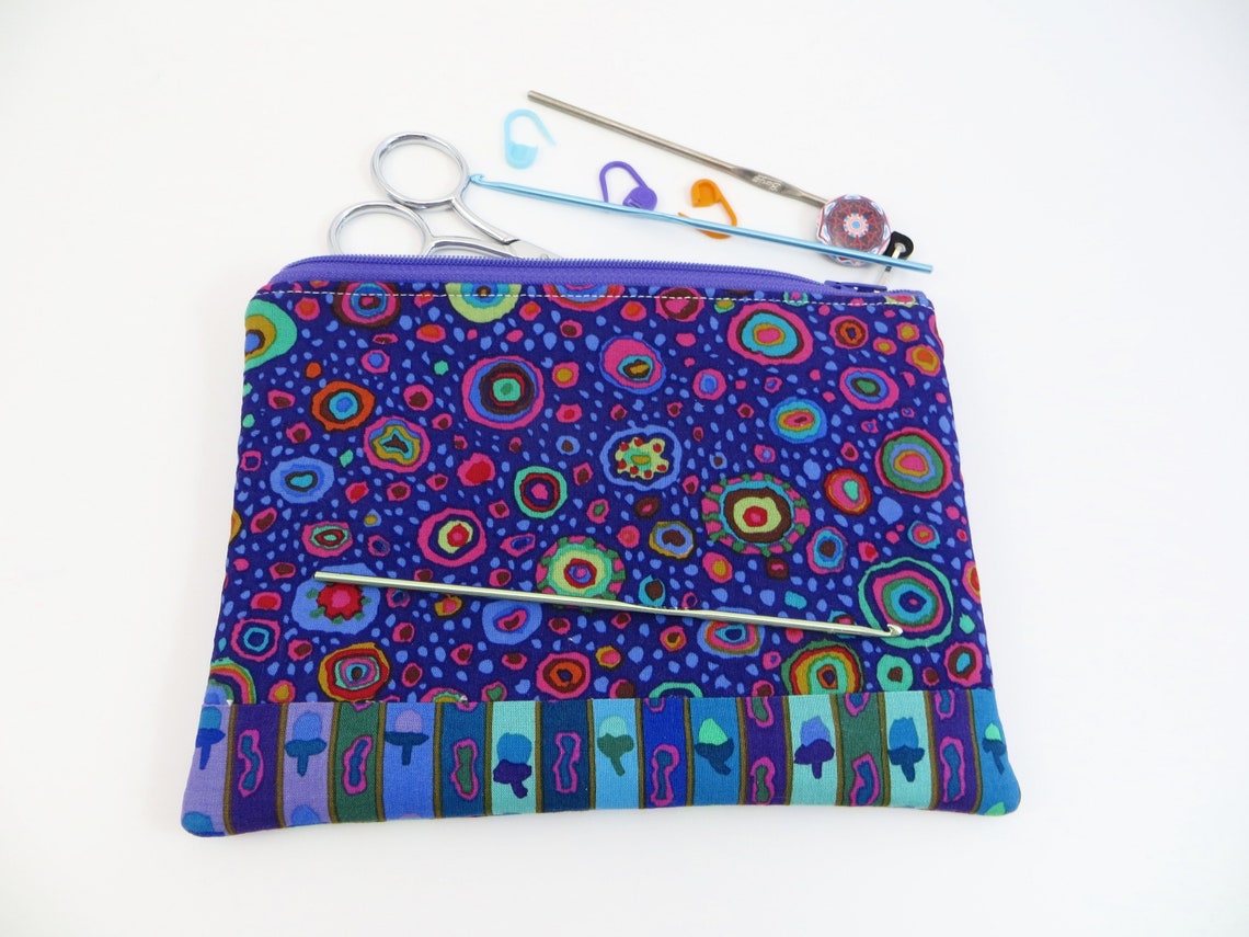 Knitting Notions Pouch Floral Crochet Needle Case Zipper Etsy