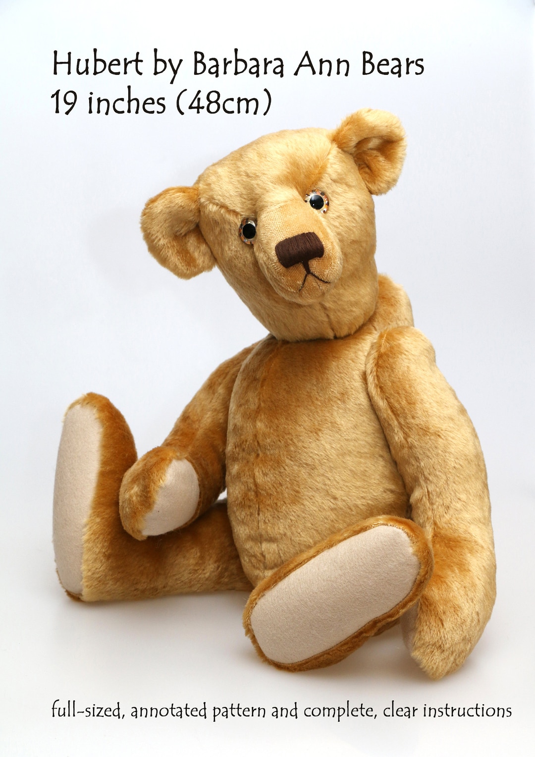 Hubert, Printed Traditional Jointed Teddy Bear Sewing Pattern by