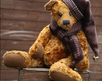Grimble PRINTED traditional jointed mohair teddy bear sewing pattern by Barbara-Ann Bears for a traditional 17 inch/43cm teddy bear
