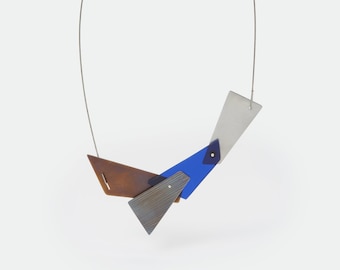 Stainless Steel & Plexiglass Polygonal Necklace, Handmade Necklace, Statement Necklace, Handcrafted Gift, Contemporary Necklace.