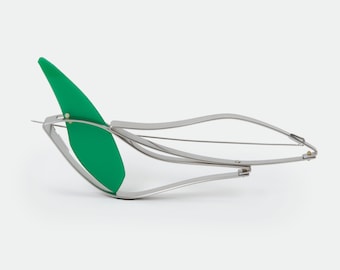 Handmade Stainless Steel Brooch: Geometric Acrylic Glass Statement Jewelry