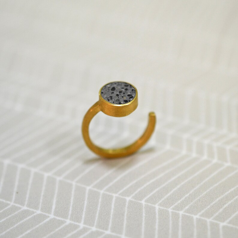 Terrazzo & Gold Plated Silver Statement Ring, Adjustable, Geometric Round Ring, Architectural Ring, Contemporary Ring, Design Ring. image 3
