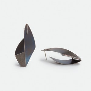 Folded & Stainless Steel Earrings, Architectural Earrings, Folding, Contemporary Earrings, Geometric Design, Statement, Handcrafted Gift.