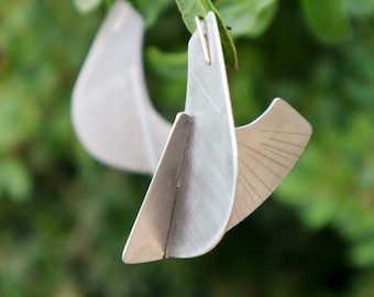 Moving & Stainless Steel Earrings, Contemporary Earrings, Handmade Gift, Statement Earrings, Modern Earrings, Geometric Design.