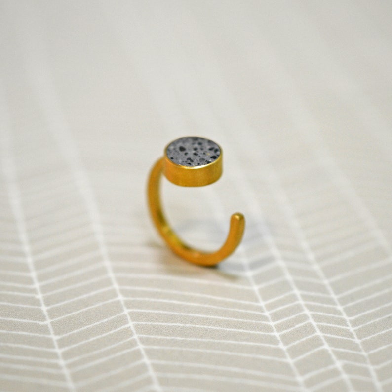 Terrazzo & Gold Plated Silver Statement Ring, Adjustable, Geometric Round Ring, Architectural Ring, Contemporary Ring, Design Ring. image 4