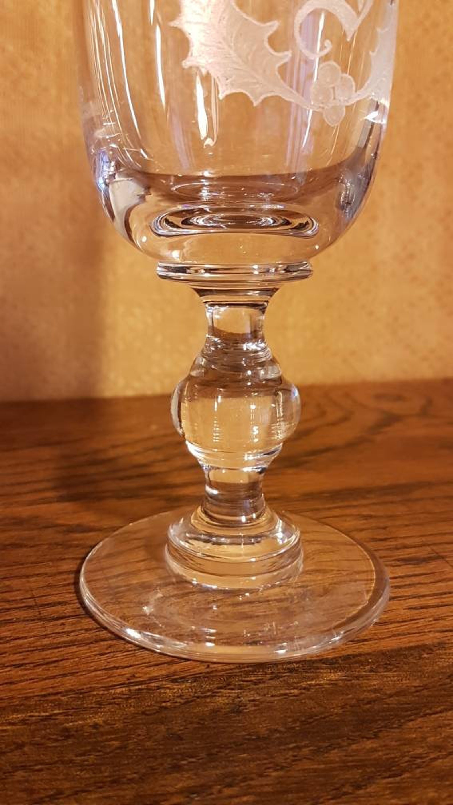 Fabulous, large, fluted vintage crystal monogrammed goblet Engraved