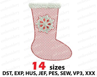 Weihnachtsstrumpf Maschinenstickerei: Schneeflocke (Instant Download)