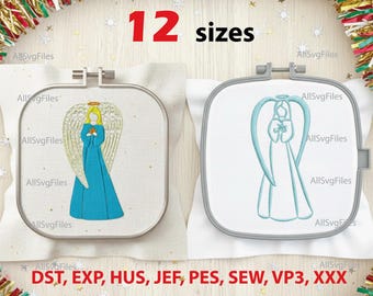 Christmas Angel Machine Embroidery Design (Instant Download)