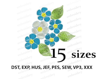 Forget-me-not Embroidery Designs, Flower machine embroidery design, Forget-me-nots pattern, flower design -Instant Download