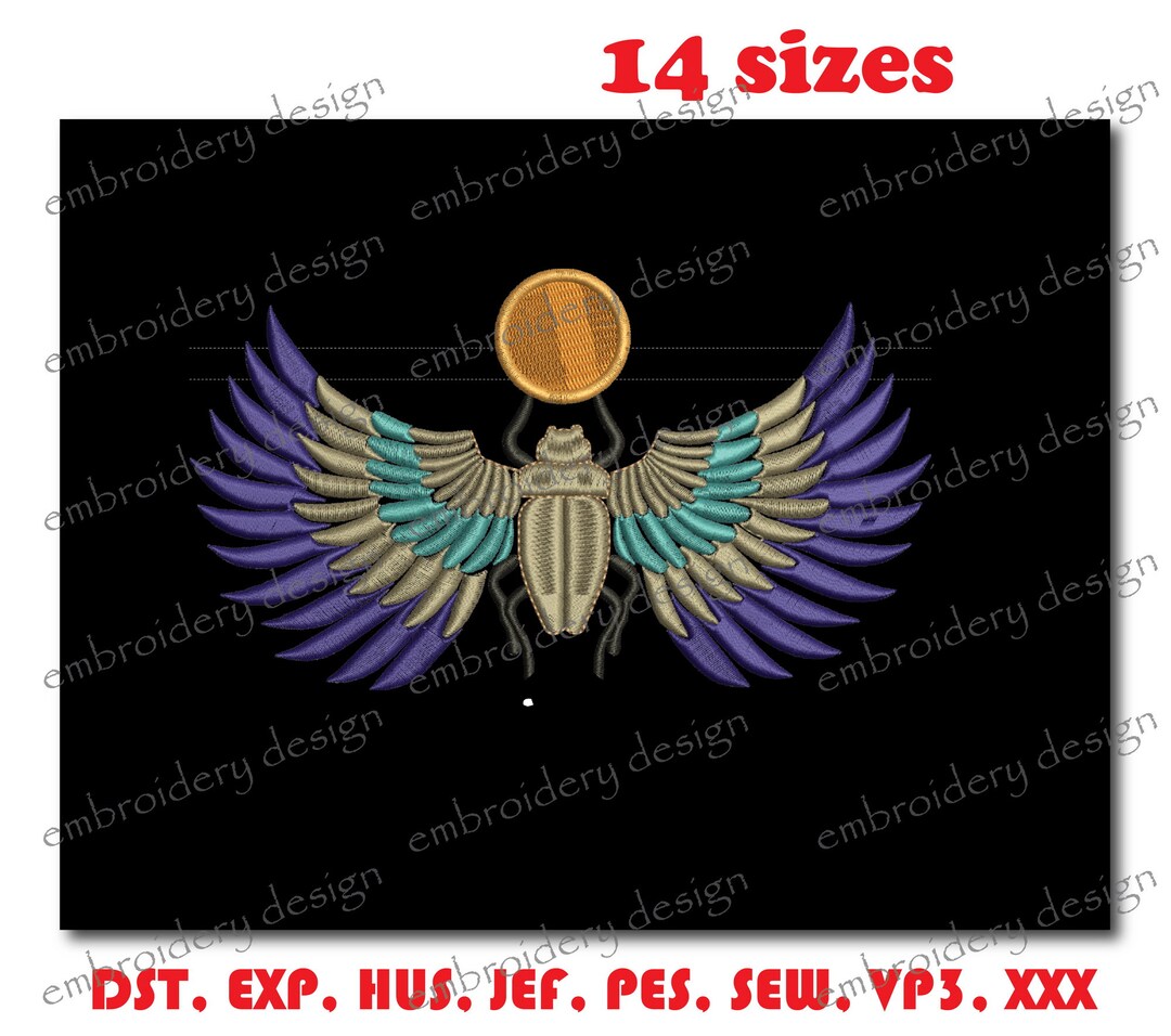 Scarab Machine Embroidery Design, Egyptian Scarab Pattern, Scarab