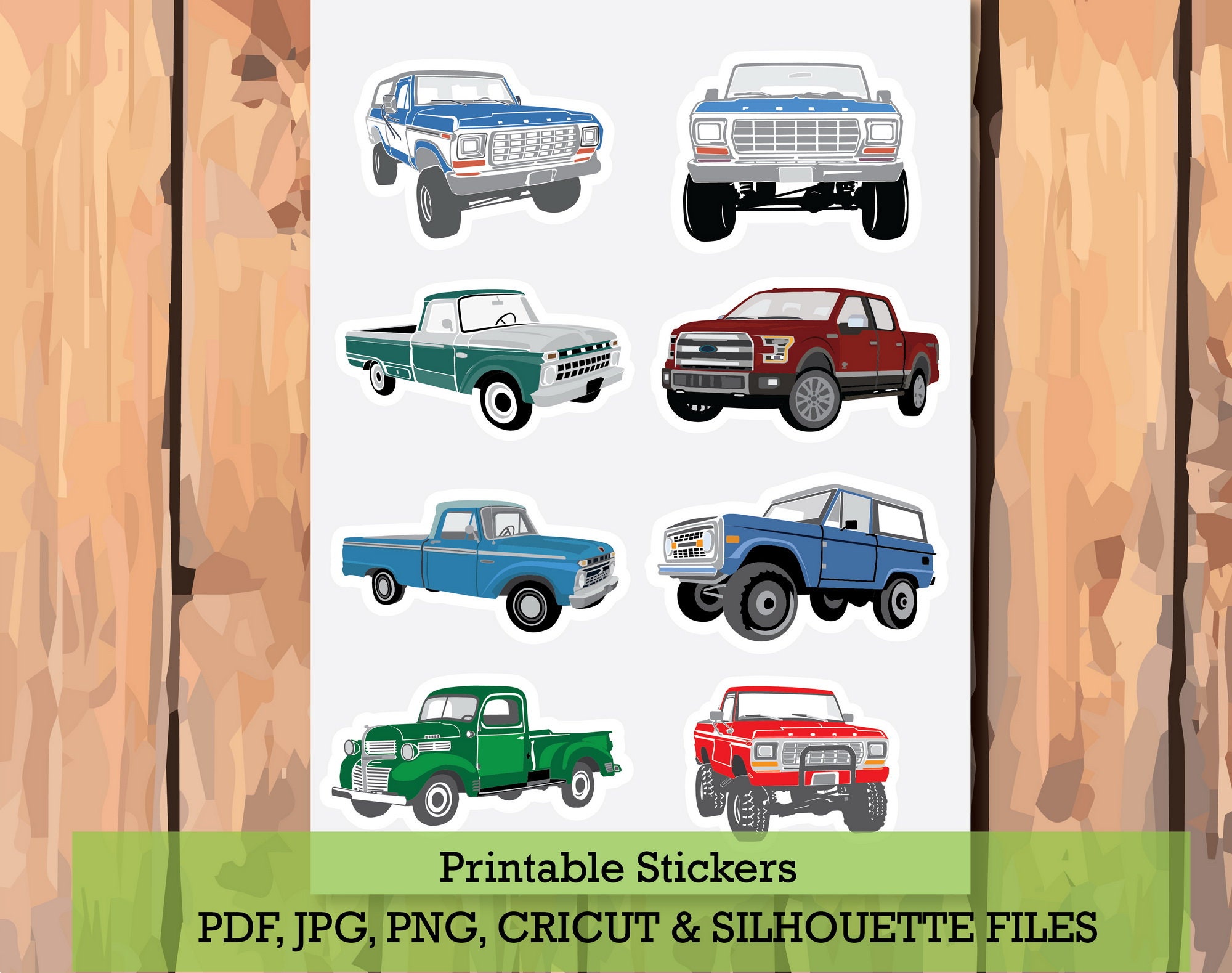 Sticker Tuck Truck Stickers for Planners: Cricut & Silhouette Files (digital ...