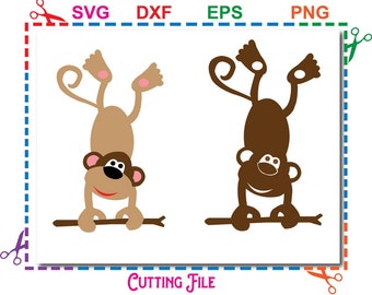 Monkey SVG Cut Files: Silhouette Clipart (Commercial Use) (Instant Download)