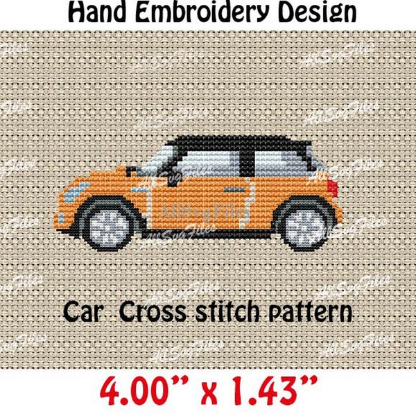 Car Cross stitch pattern, Car Hand Embroidery Design - Instant Download PDF